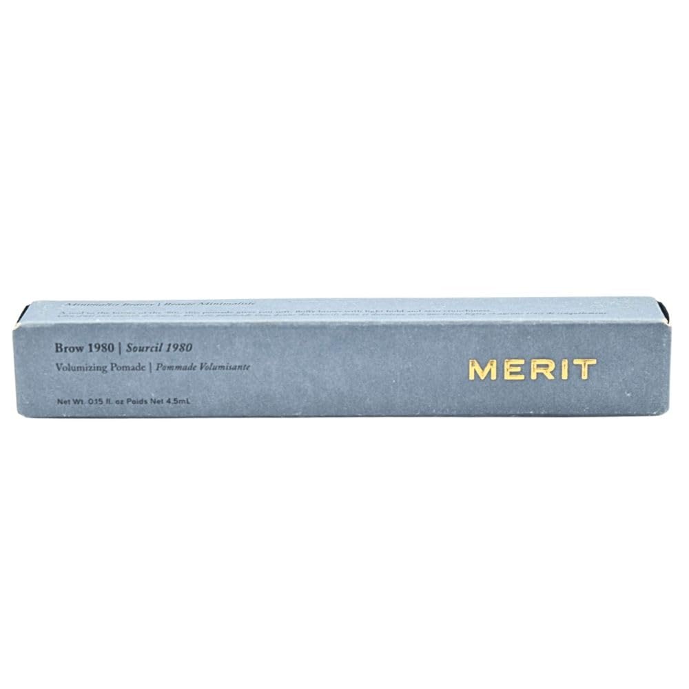 Merit tube front view showing taupe shade and clear labeling benefit: easy selection