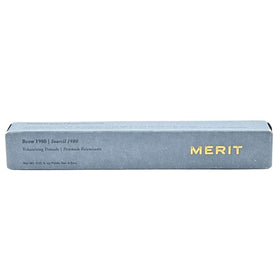 Merit tube front view showing taupe shade and clear labeling benefit: easy selection