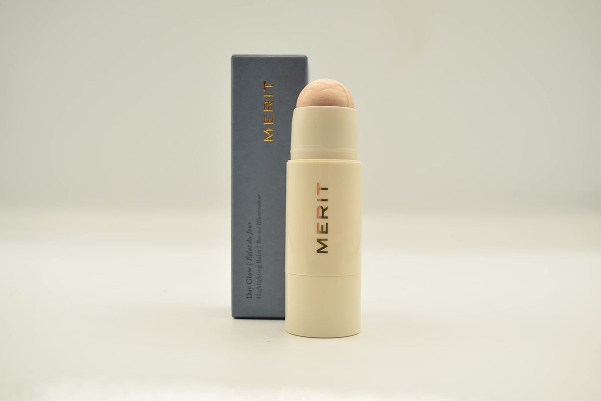 MERIT Day Glow Dewy Highlighting Balm Cava close-up texture swatch highlights creamy hydrating finish