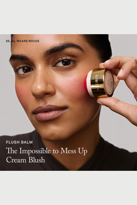 MERIT Flush Balm Lusitano packaging and label highlighting vegan, vitamin E benefit