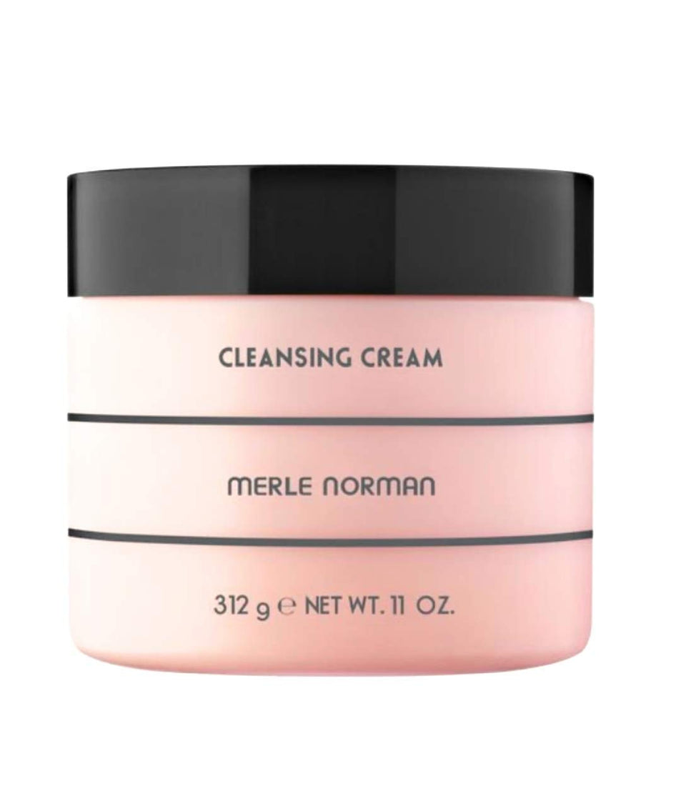 Merle Norman cleansing cream front jar showing label and texture benefits