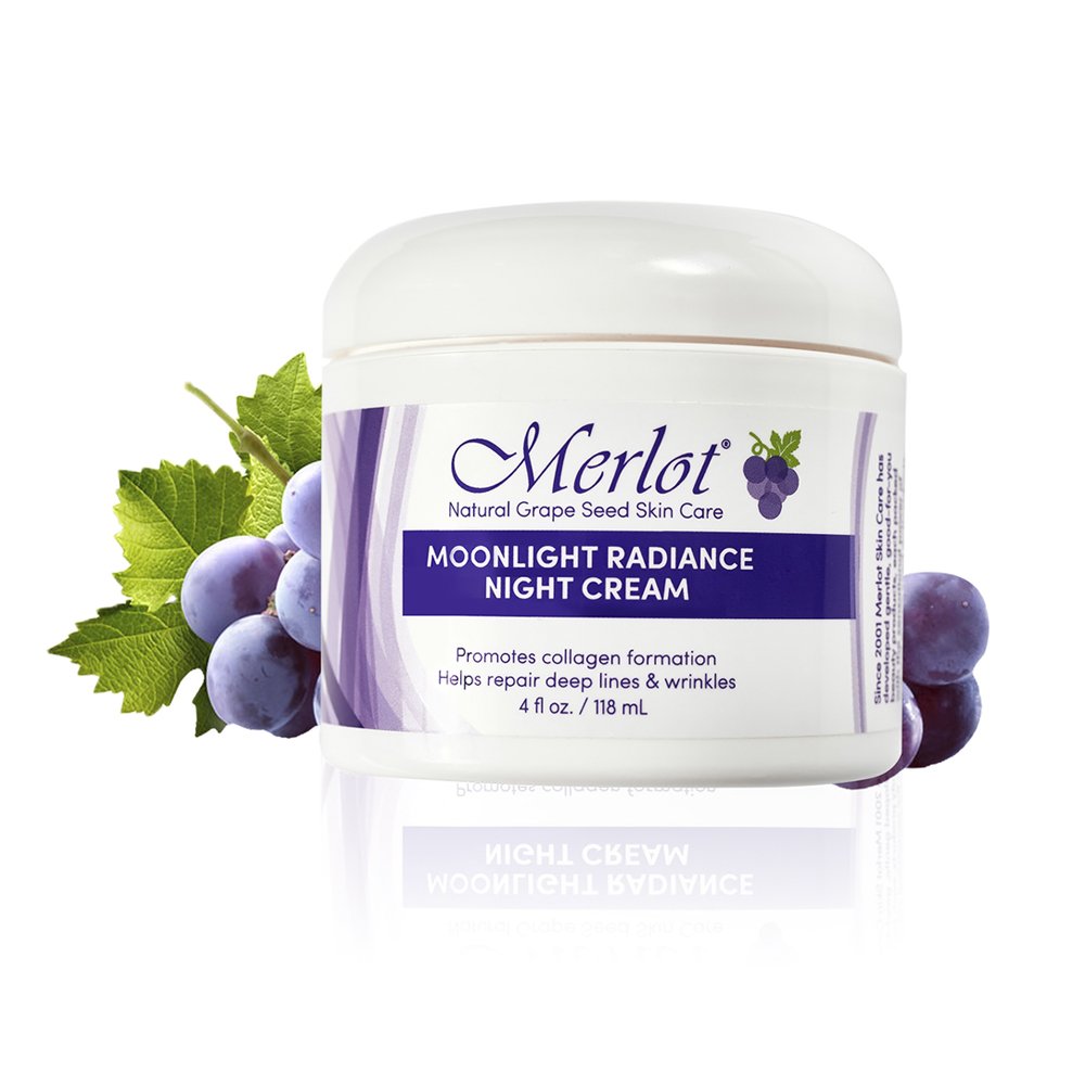 Merlot front packaging showing jar and label for confident night skincare