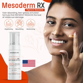Mesoderm RX ingredient label visible to show broad-spectrum and pigment-support benefits