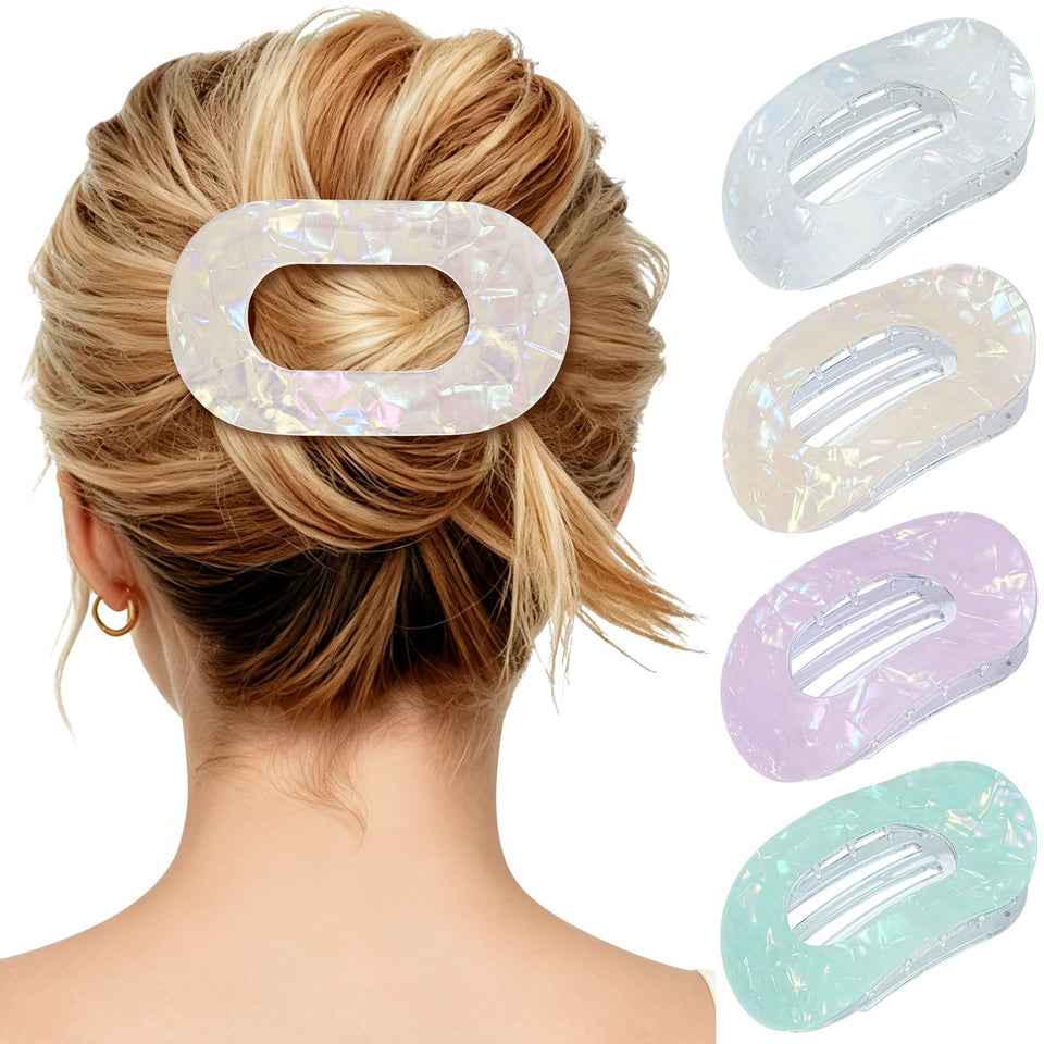 Mesovor flat hair clip front view shows sleek mermaid color and comfortable fit