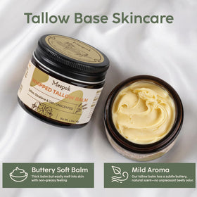 Mespok label close-up highlighting grass-fed tallow and clean-ingredients benefit