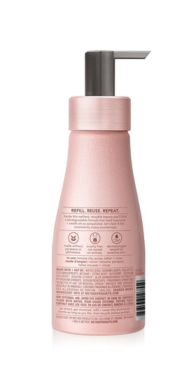 Method close-up of aluminum bottle texture highlighting durable recyclable design