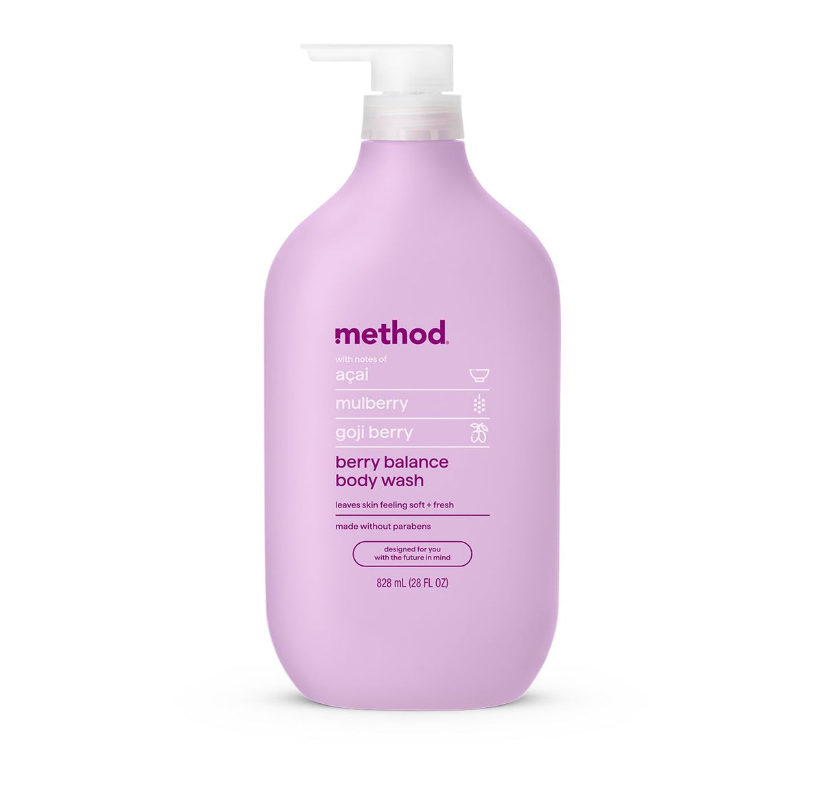 Method front bottle showing Berry Balance label and eco-friendly size