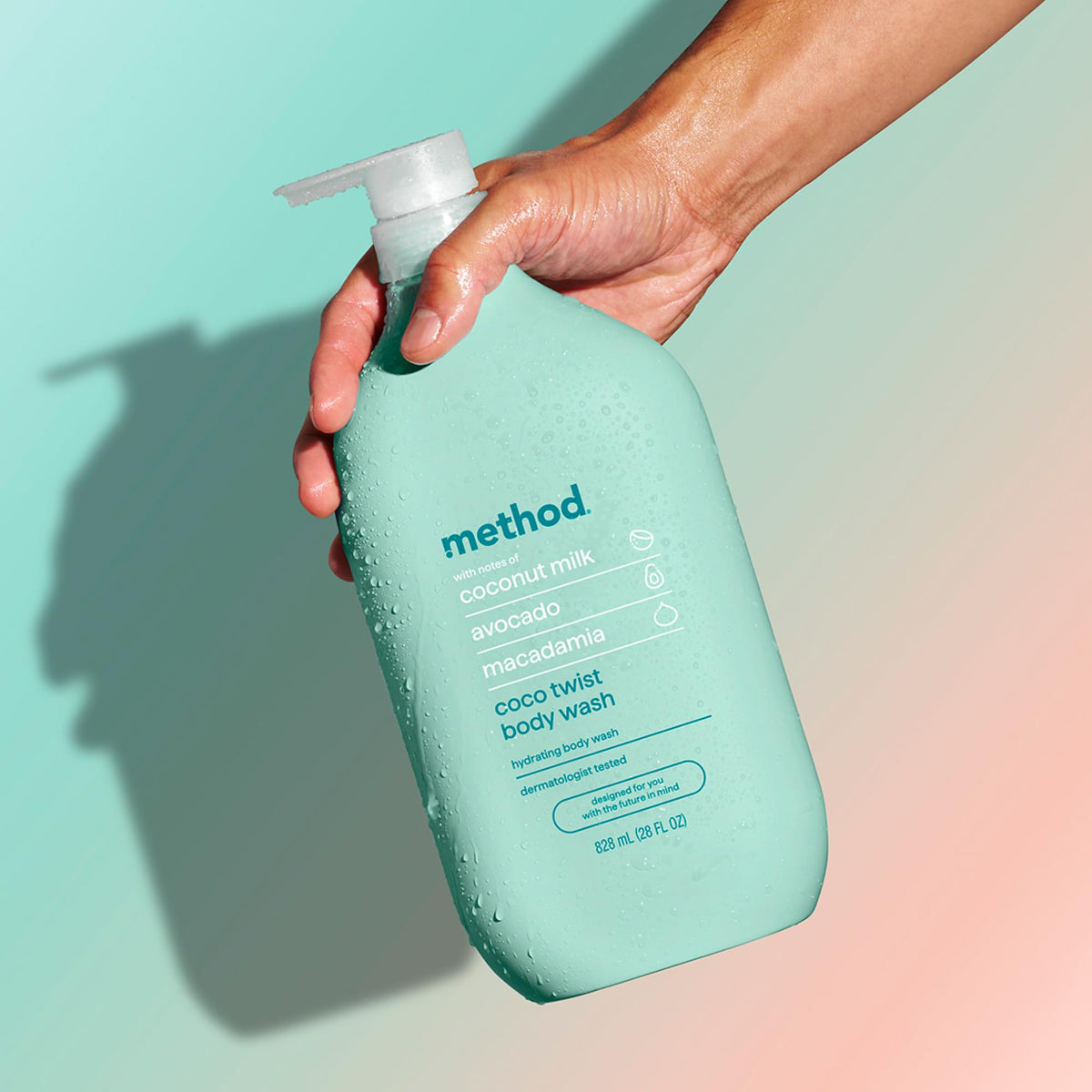 Method Coco Twist in bathroom lifestyle scene conveying relaxing shower ritual