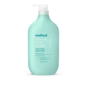 Method Coco Twist front bottle showing scent and size, highlights coconut fragrance