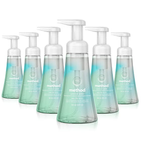 Method coconut water front pack showing six 10 fl oz bottles and clear branding benefits stocking sinks
