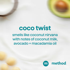 Person rinsing curls with Method co-wash demonstrating gentle cleanse benefit
