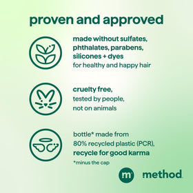 Method Daily Zen label close-up noting sulfate-free, color-safe benefit