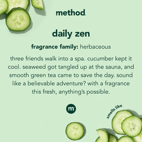 Method Daily Zen lotion texture swirl showcasing smooth, non-greasy finish