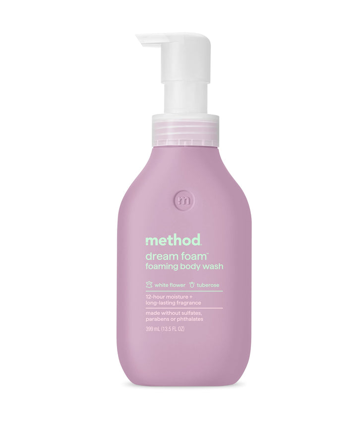 Method Dream Foam front bottle showing scent and size, promotes gentle cleansing