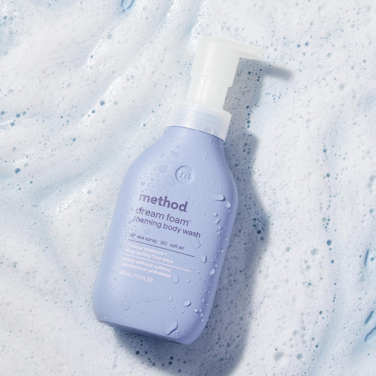 Method Dream Foam ingredient label highlighting glycerin and aloe vera benefits