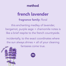 Method French Lavender foam close-up texture demonstrating rich lather and easy spreadability