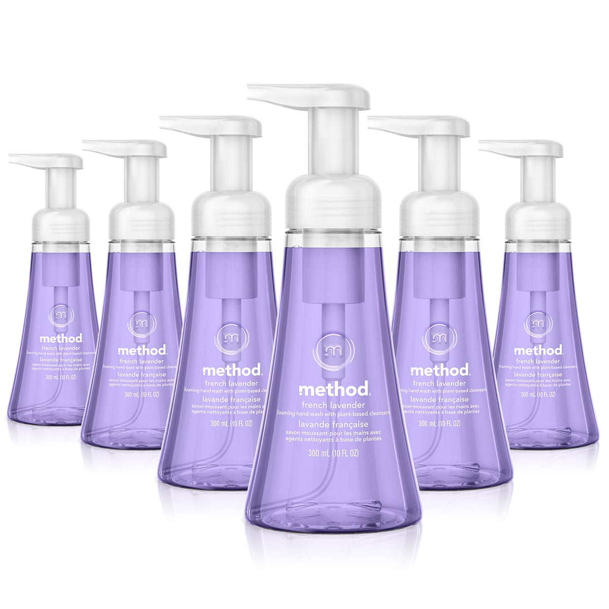 Method French Lavender front packaging showing six 10 fl oz bottles and scent benefit