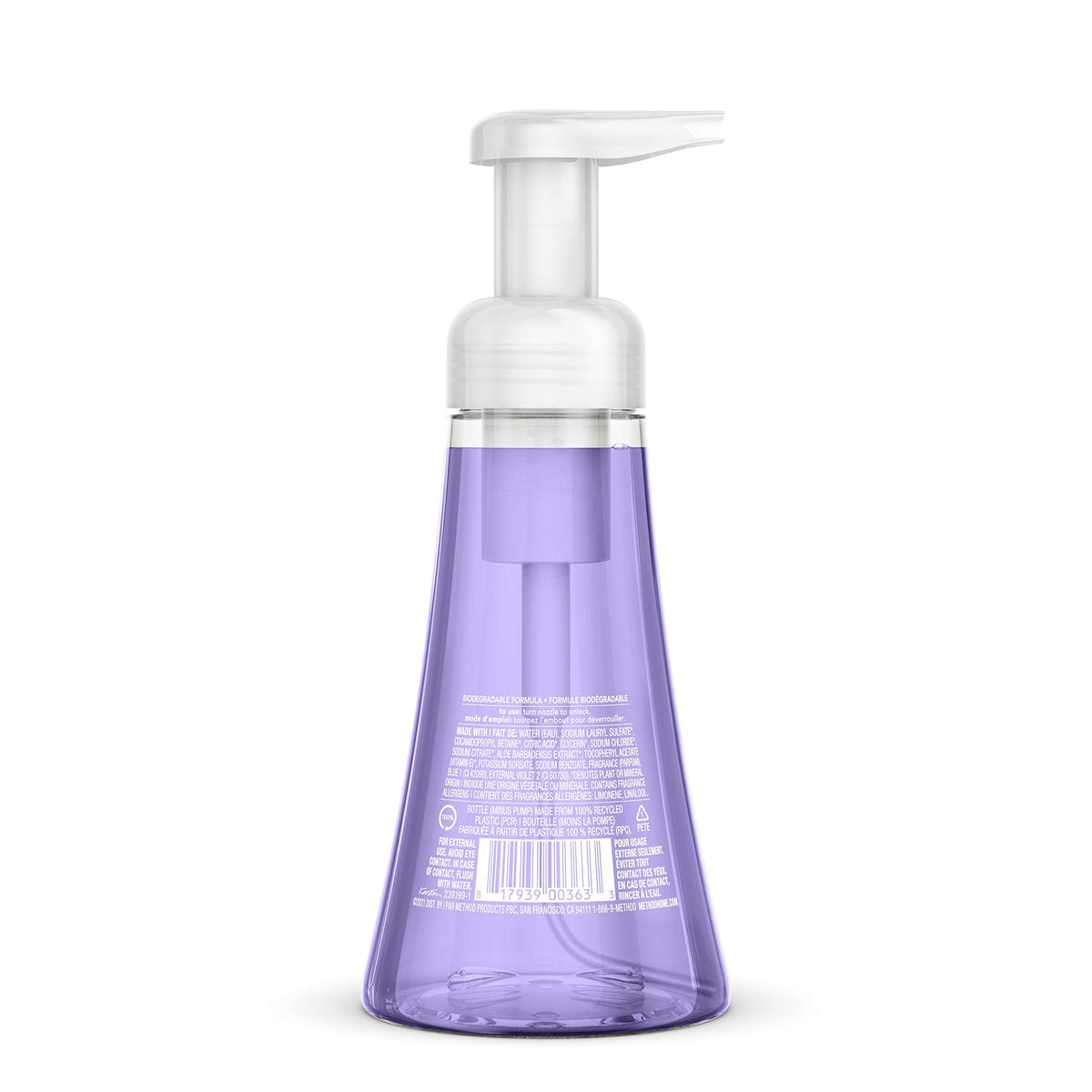 Method pump close-up highlighting easy dispensing and controlled foam benefit