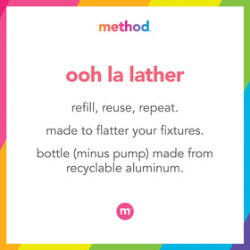 Method bottle in use rinsing hands showing effective cleaning benefit