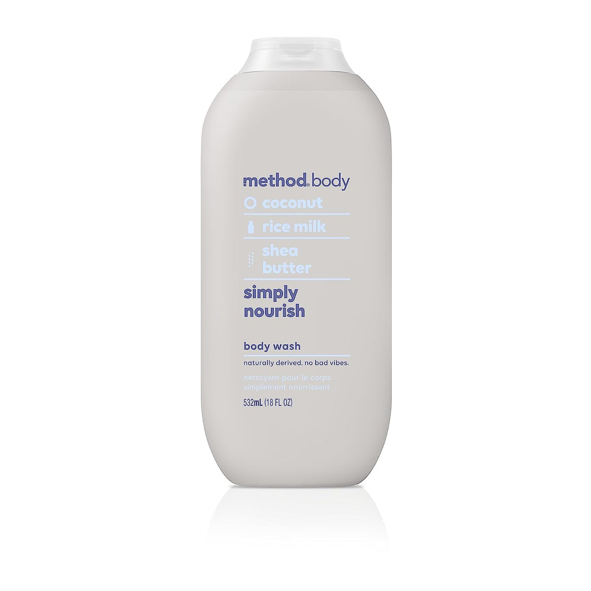 Method ingredients label highlighting murumuru and jojoba oils benefits