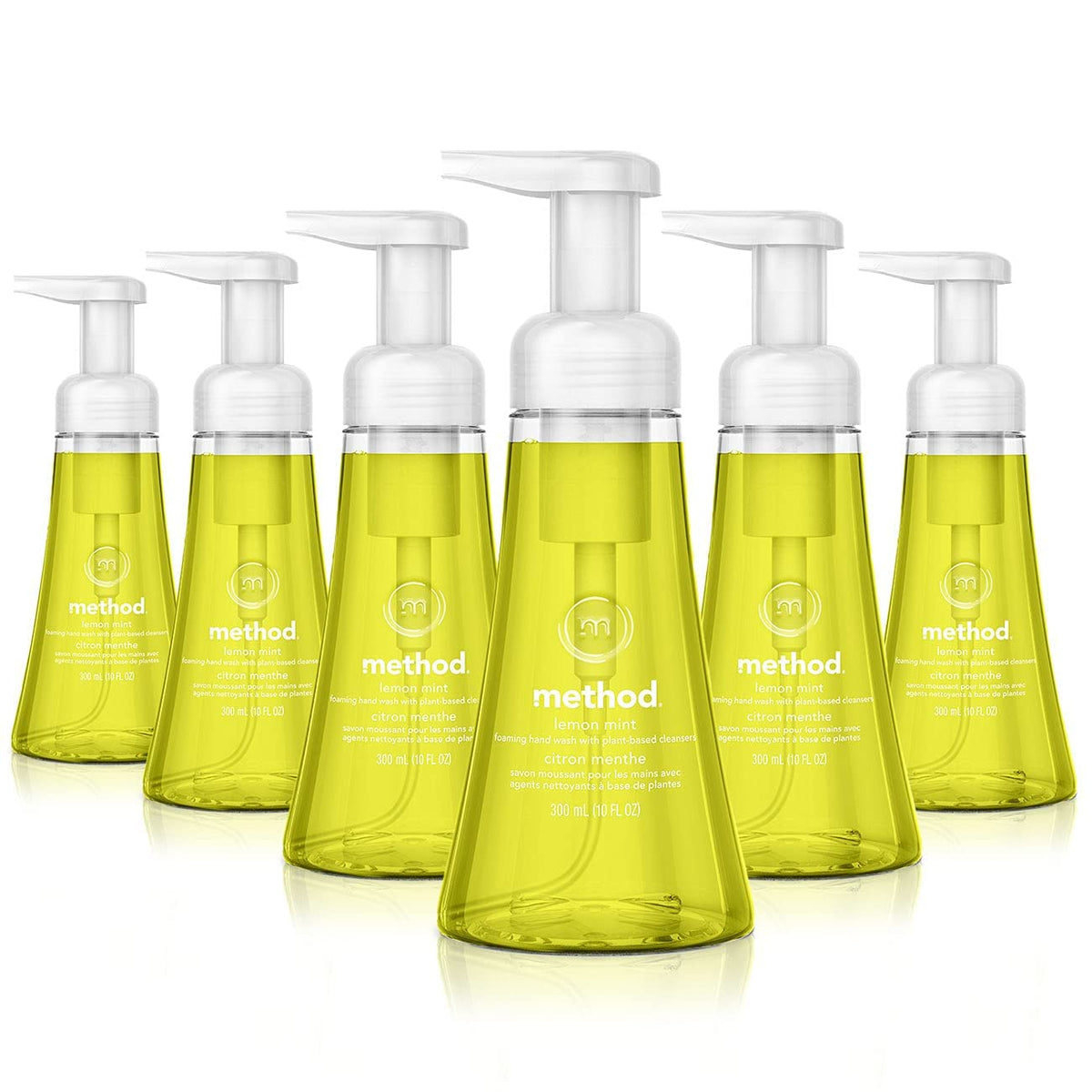 Method lemon mint front packaging showing six 10 fl oz bottles and clear labeling for convenience