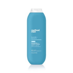 Method men front packaging shows bottle and Glacier + Granite scent benefit