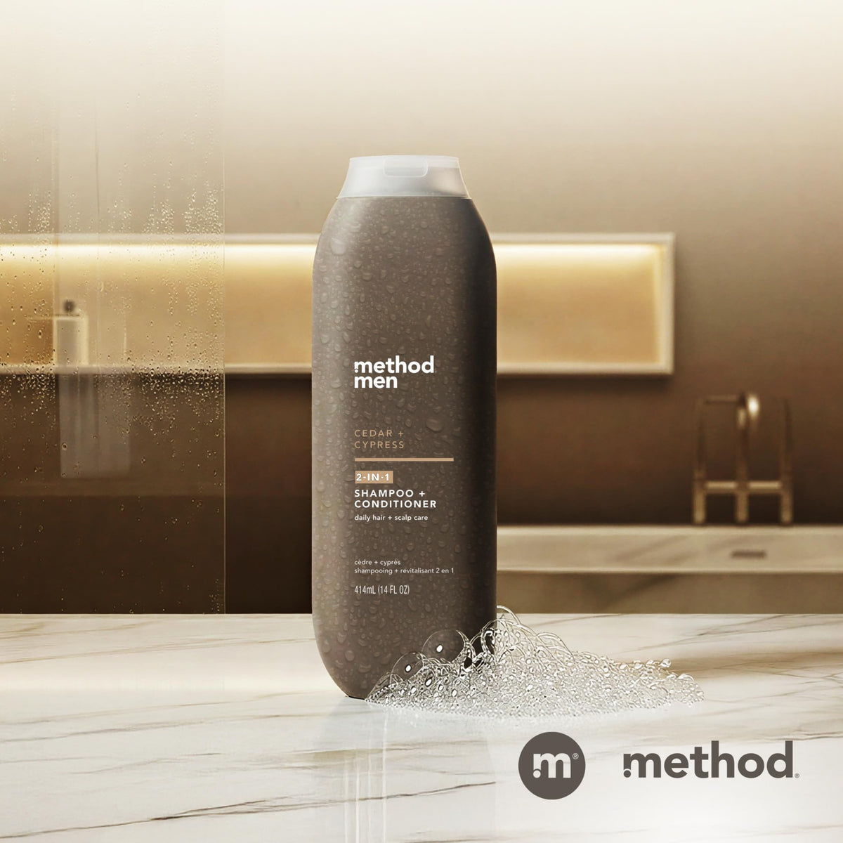 Method Men cap and dispenser detail showing easy-open top for controlled application benefit