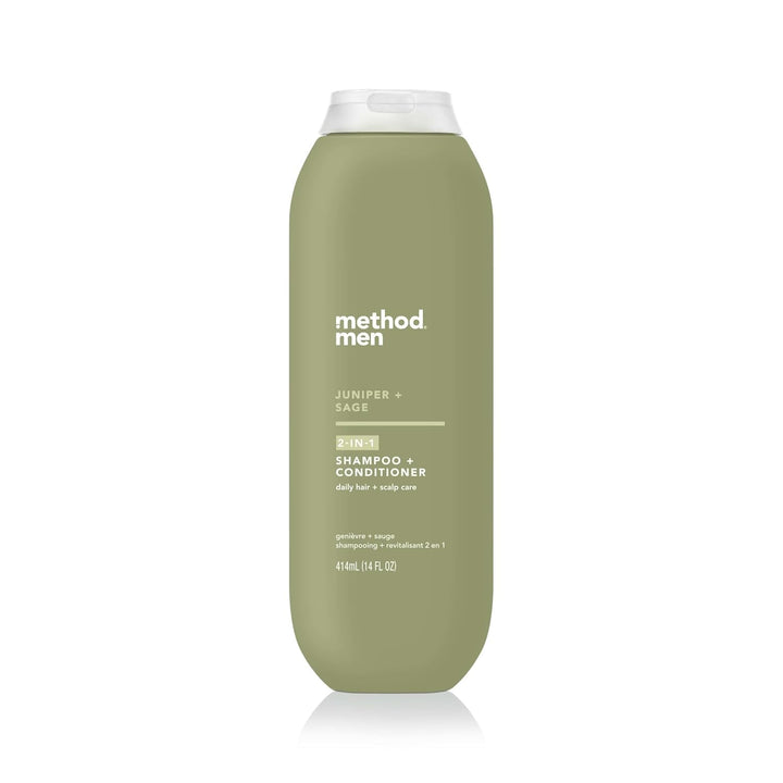 Method Men front packaging showing juniper and sage scent and benefits