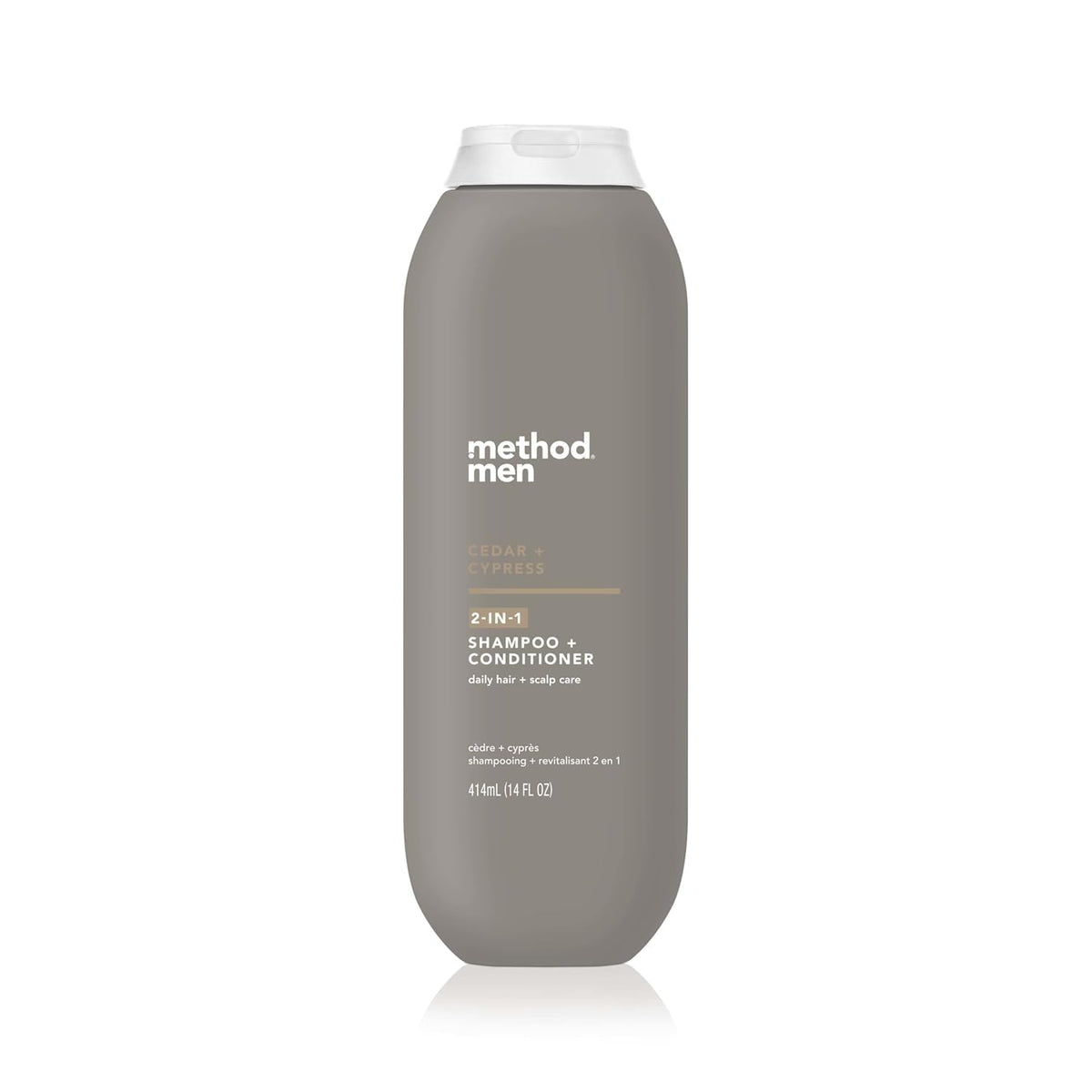 Method Men front packaging showing cedar cypress scent and 14 oz size for easy identification