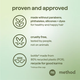 Method Men bottle in hand showing 14 oz size for travel-friendly routine