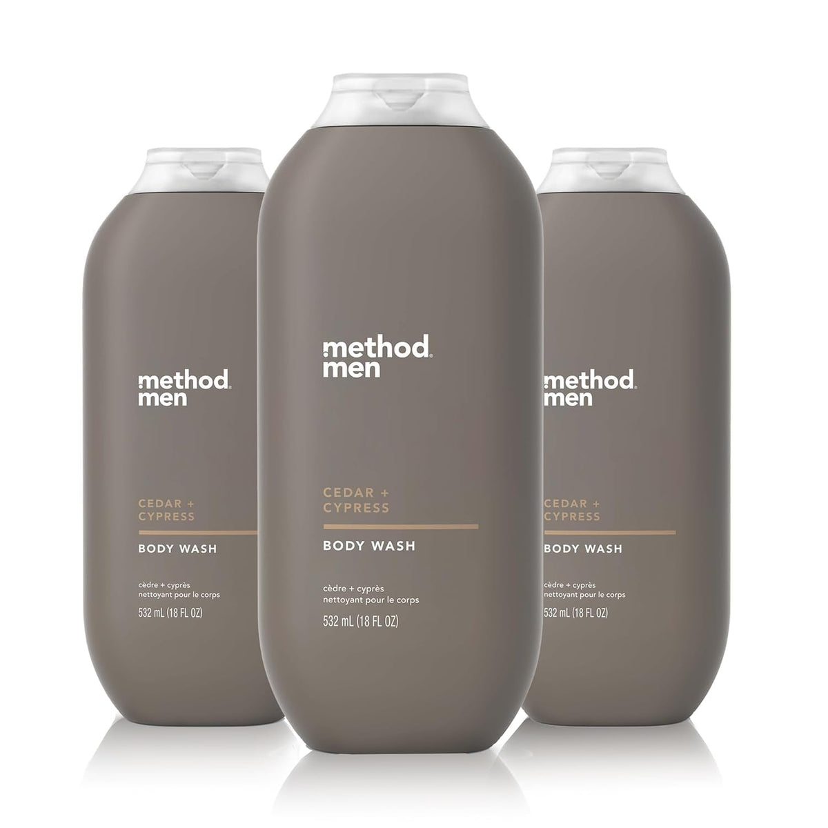 Method Men cedar and cypress front packaging showing scent and volume benefit