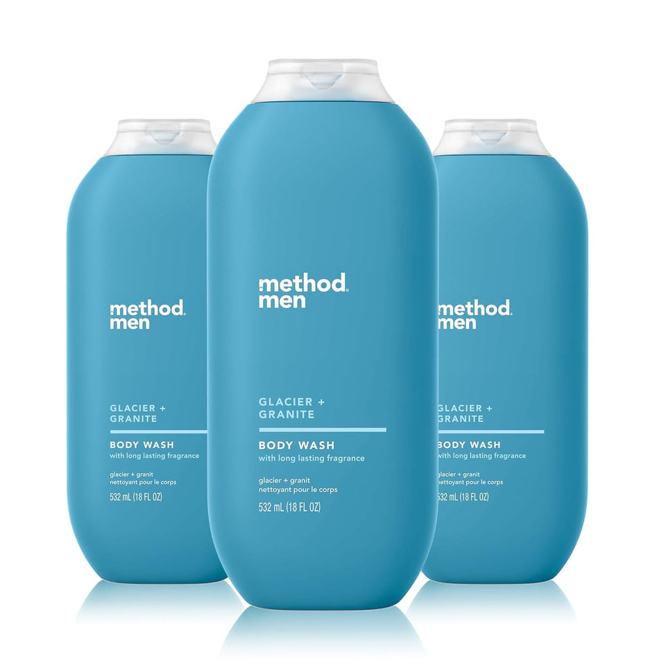 Method men front packaging showing 18 oz bottle and scent branding for a refreshing shower