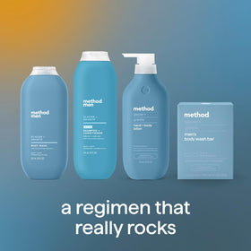 Method men in-shower lifestyle scene conveying post-workout refresh and confidence