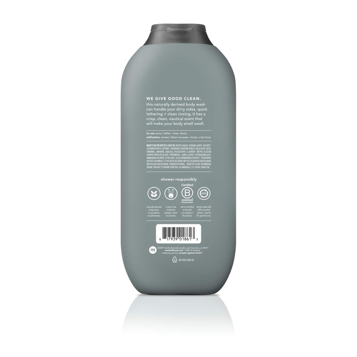 Method Men Juniper + Sage being used in shower demonstrating quick lather