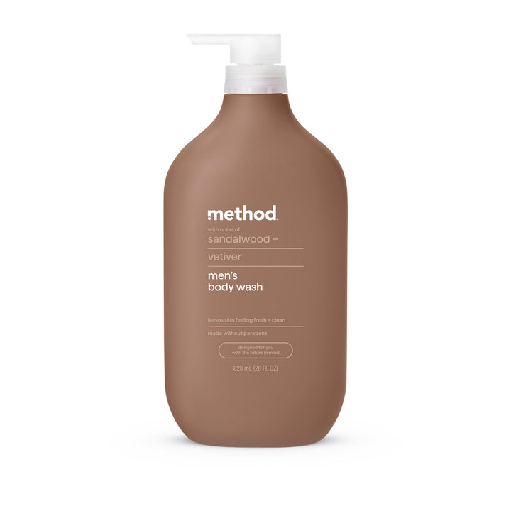 Method Men front packaging showing 28 oz bottle and scent label for confident grooming