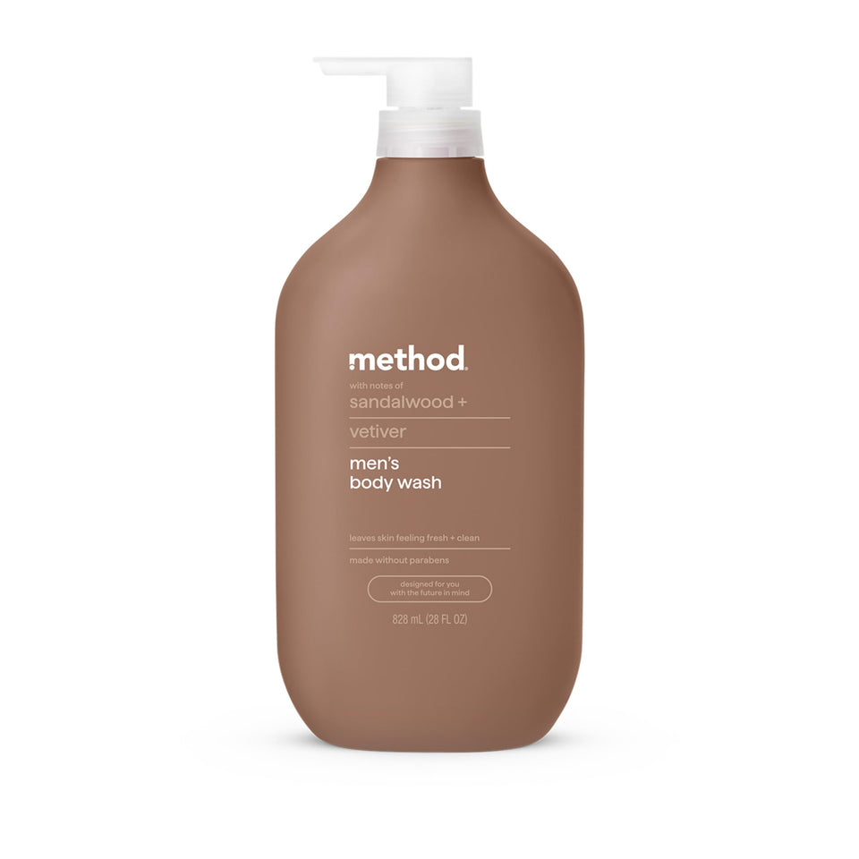 Method Men front packaging showing 28 oz bottle and scent label for confident grooming