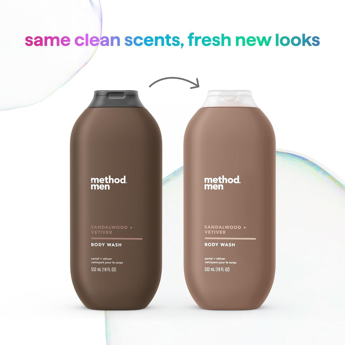 Method bottle in hand size comparison showing 18 oz volume for long-lasting use