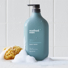 Method Men 28 oz bottle beside everyday items showing scale and value