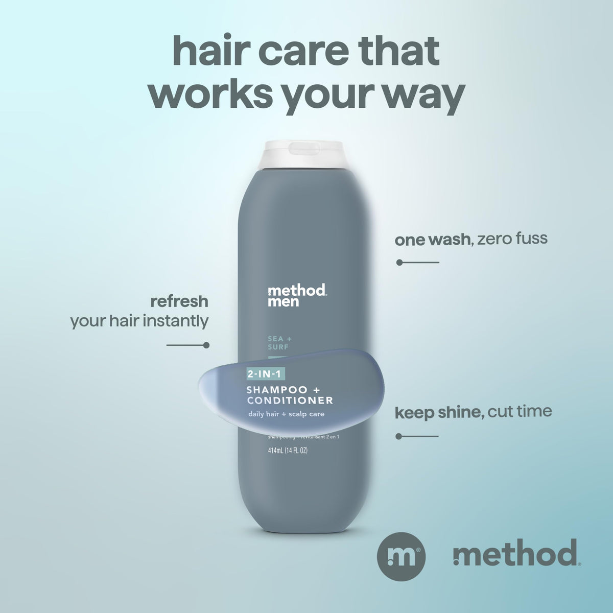 Method men lather in hand demonstrating quick-foaming and efficiency