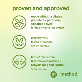 Matcha leaves with Method bottle, emphasizes natural antioxidant matcha for protection