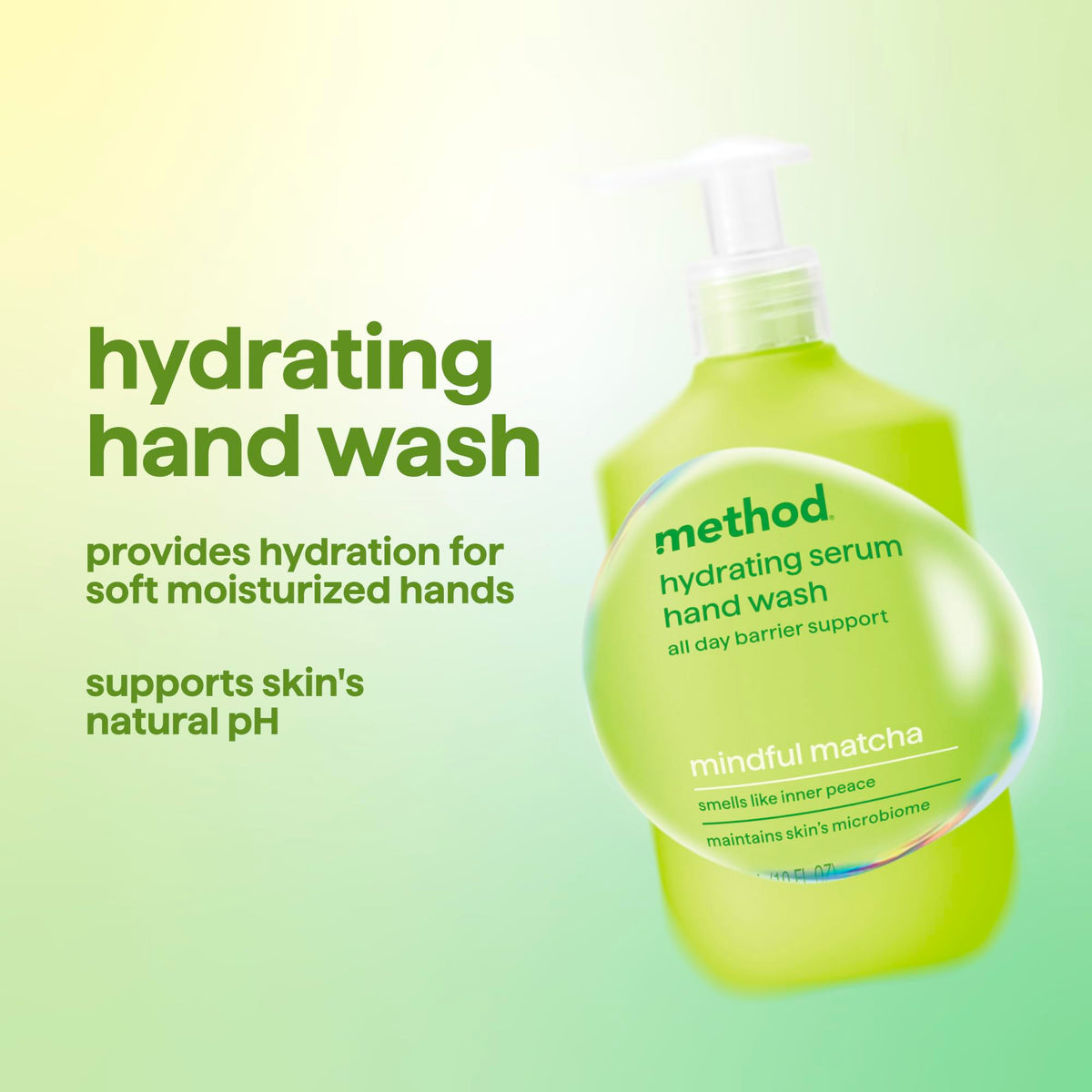 Method pump close-up highlighting easy dispensing and controlled use