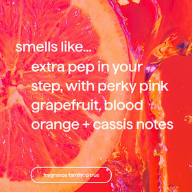 Method close-up label highlighting Pink Grapefruit scent and ingredient callouts for clarity