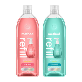 Method front packaging showing both 34 fl oz refill bottles for convenience