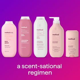 Method pure peace gift styled scene with both bottles and flowers perfect for gifting or self-care