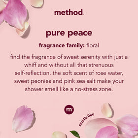 Method Pure Peace ingredients label close-up highlighting murumuru and jojoba oils and clean formula