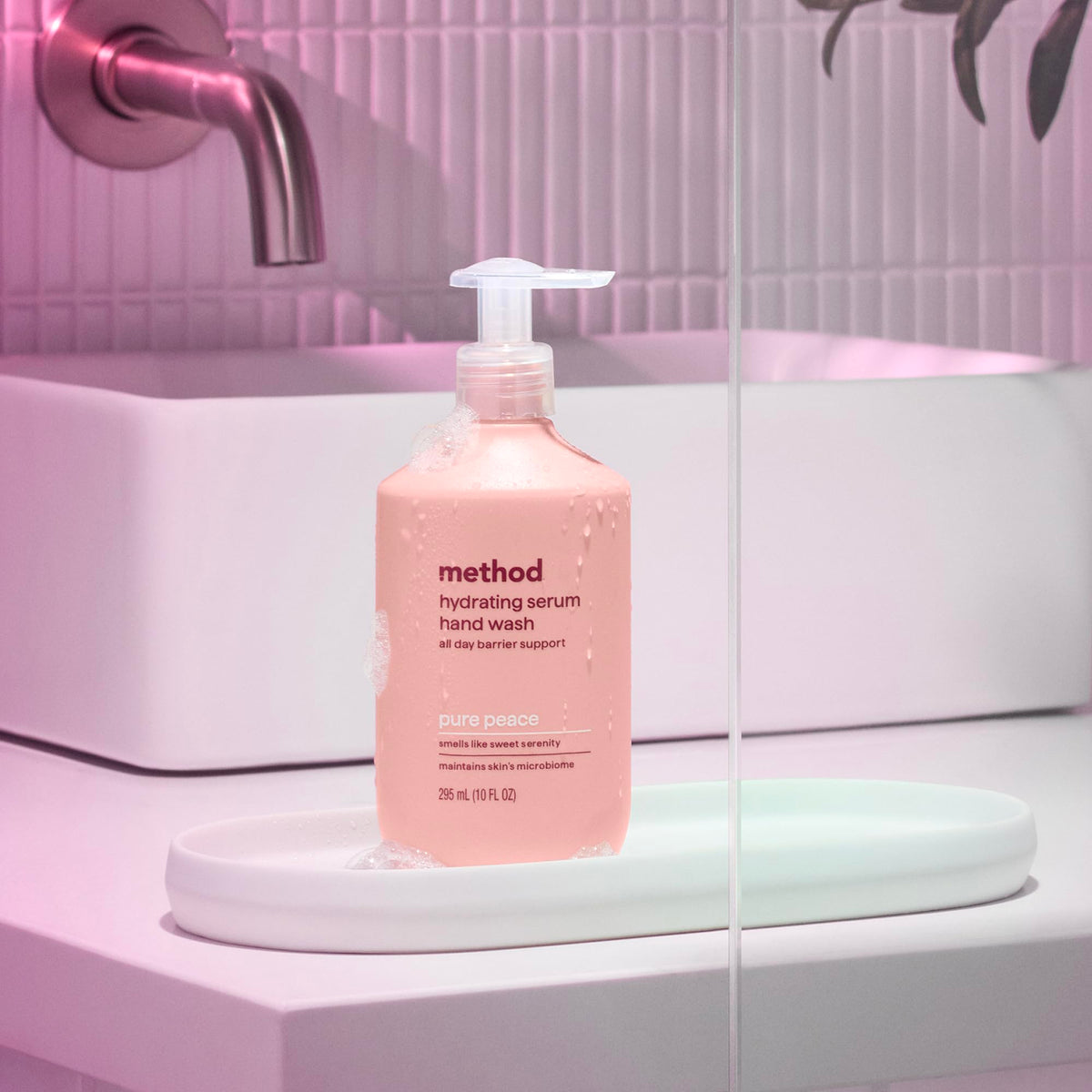 Method Pure Peace recycled bottle marking emphasizing sustainable packaging