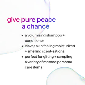 Method shampoo in hand demonstrating travel-size ease and quick rinsing benefit
