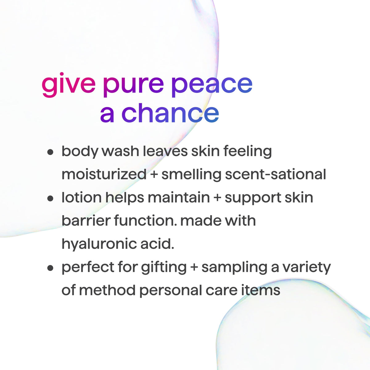Method pure peace wash closeup gel texture demonstrating gentle cleansing and moisturizing benefit