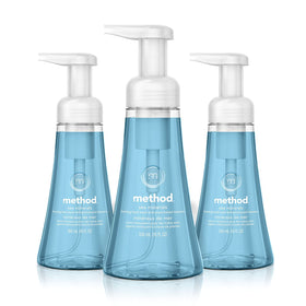 Method front packaging showing three 10 fl oz sea minerals bottles and label benefit