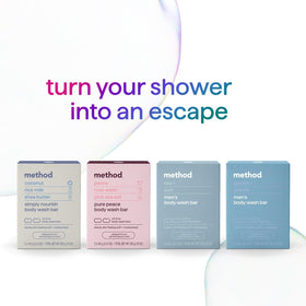 Method Sea + Surf bars staged in bathroom to show lifestyle convenience
